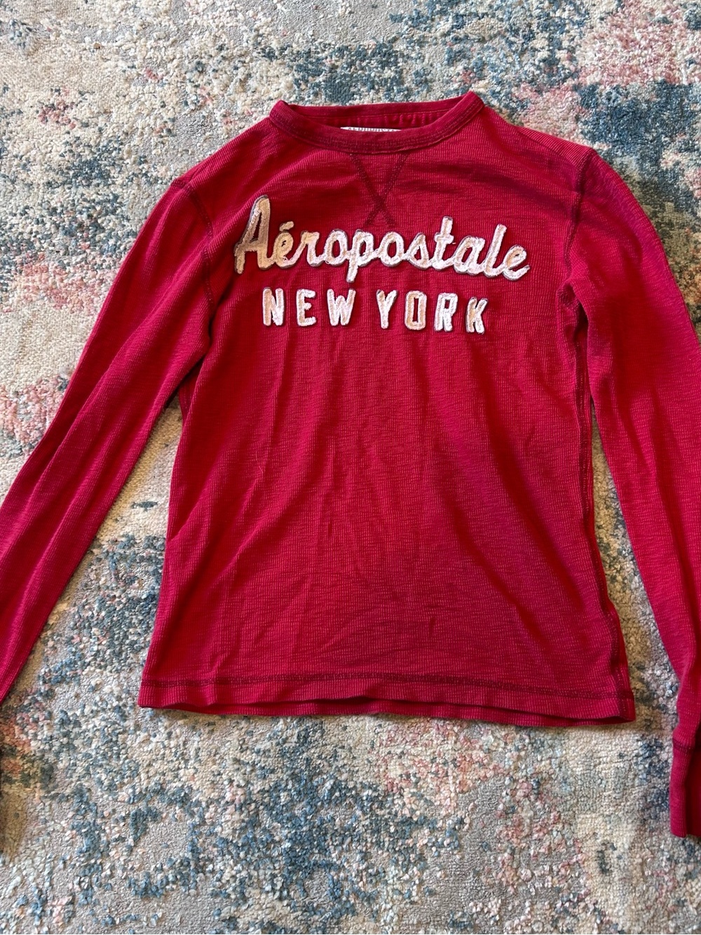 Aeropostale Red Long Sleeve Crewneck with White Appliqué